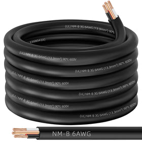 XMK NM-B 6/3 with ground closeup showing rugged copper conductors for reliable indoor wiring.