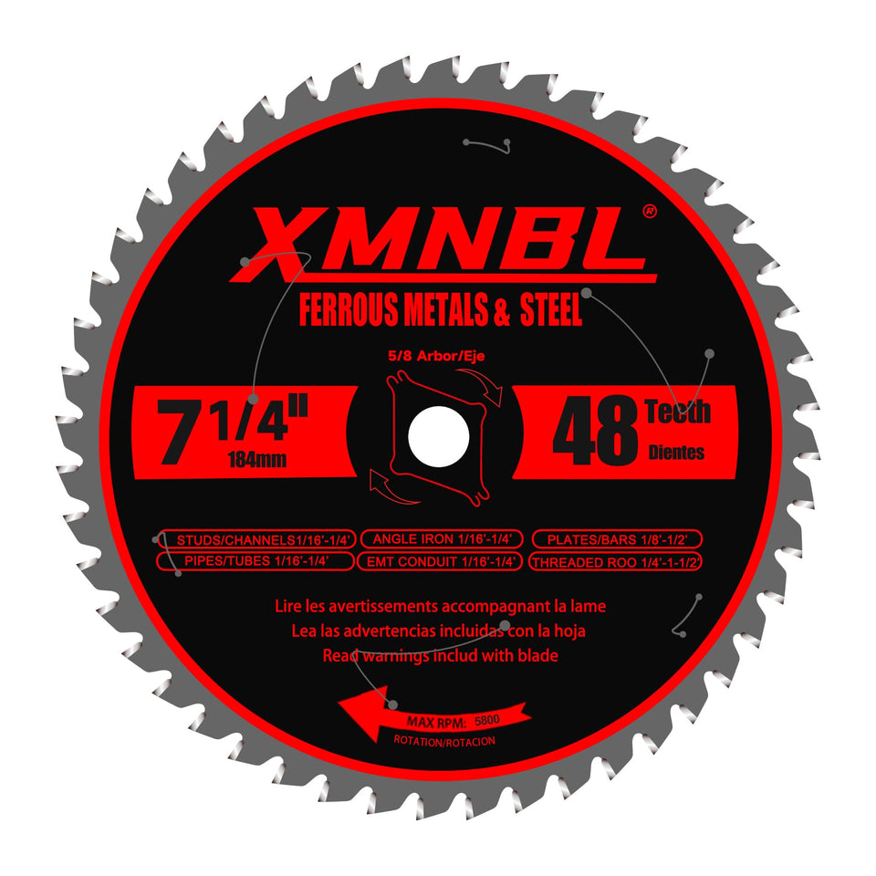 Xmnbl seven-quarter-inch metal blade closeup shows carbide edge for precise cuts