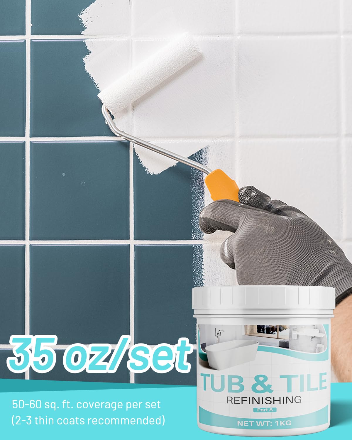 Xmntdo bathroom tile paint application on tile surfaces with smooth coverage