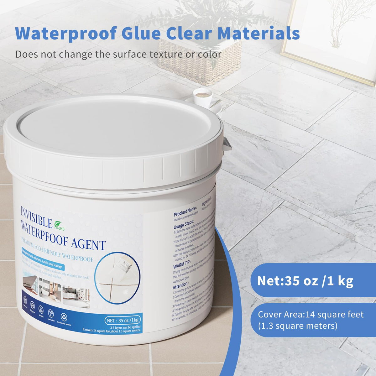 Xmntdo invisible waterproof agent on vertical wall seals small cracks with a clear finish