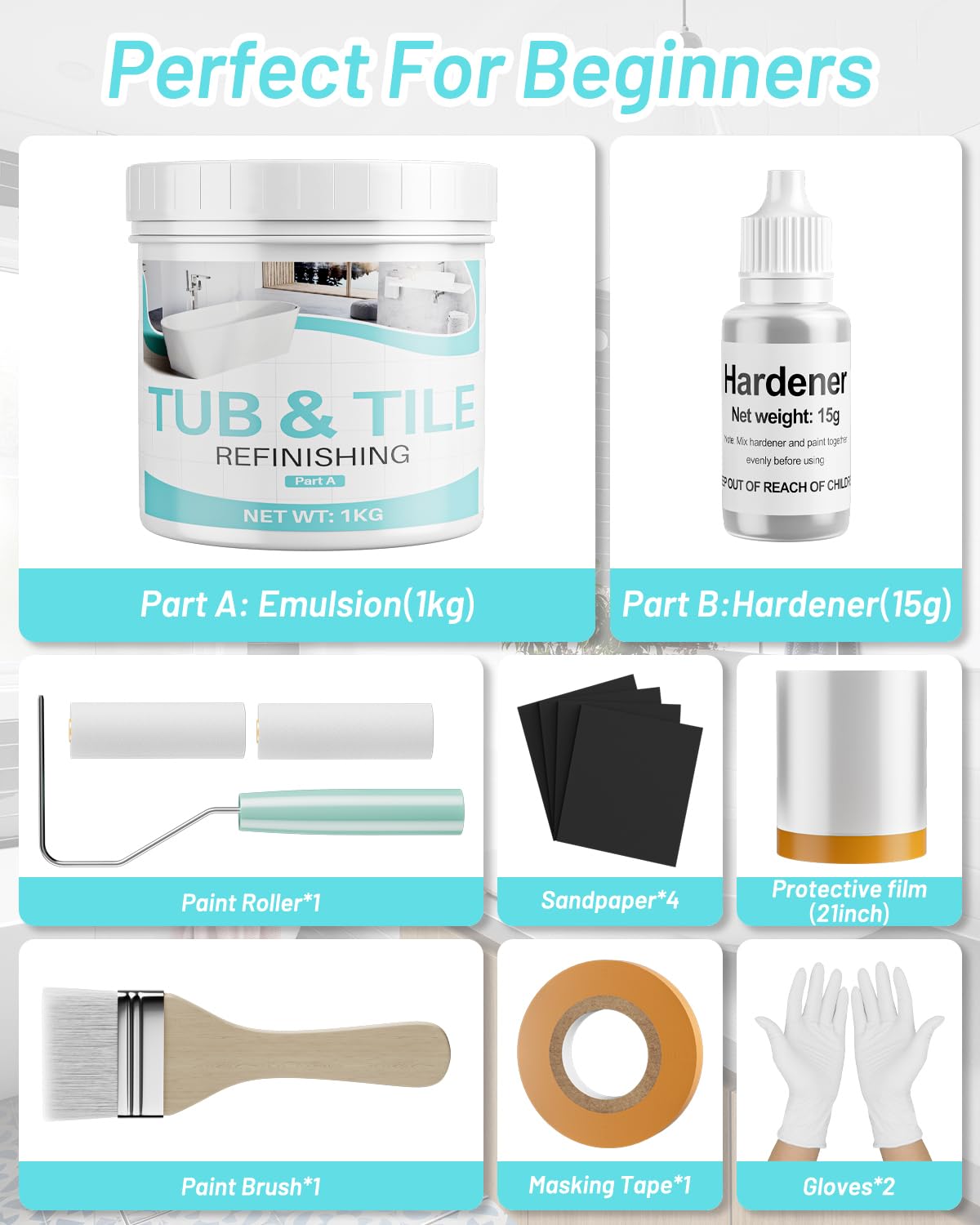 Xmntdo tile paint kit tools including brushes and rollers for easy application