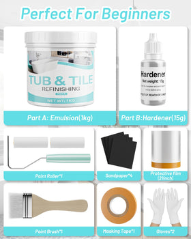 Xmntdo tile paint kit tools including brushes and rollers for easy application