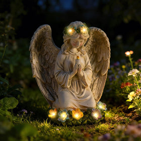 Xmoyaas garden angel statue outdoors with solar light for serene evenings