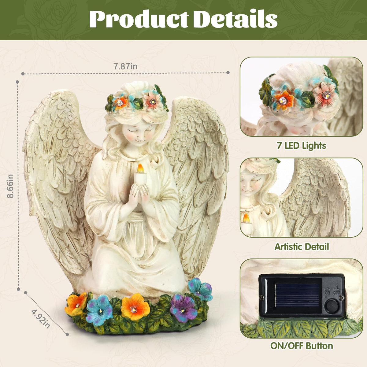 Xmoyaas resin garden angel with detailed wings enhances outdoor decor