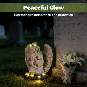 Xmoyaas solar powered angel glows after sunset for hours of soft light