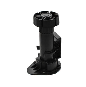 Xntun black cabinet leveler leg, side view, for stable furniture.