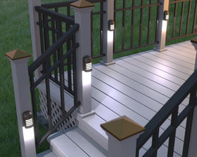BL776 downward-beam LED reduces glare near entryways.