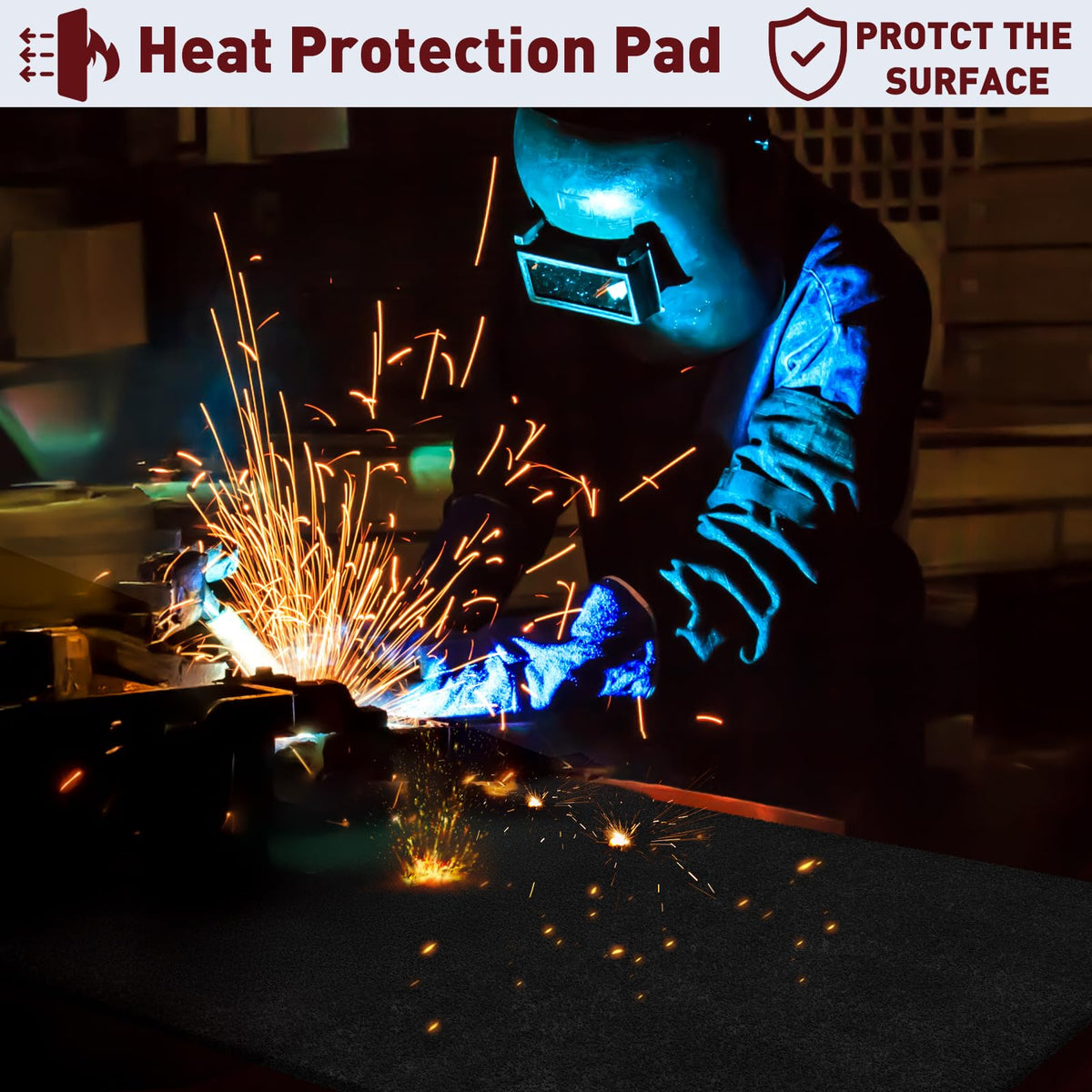XOHUYD blanket protects against sparks during welding tasks