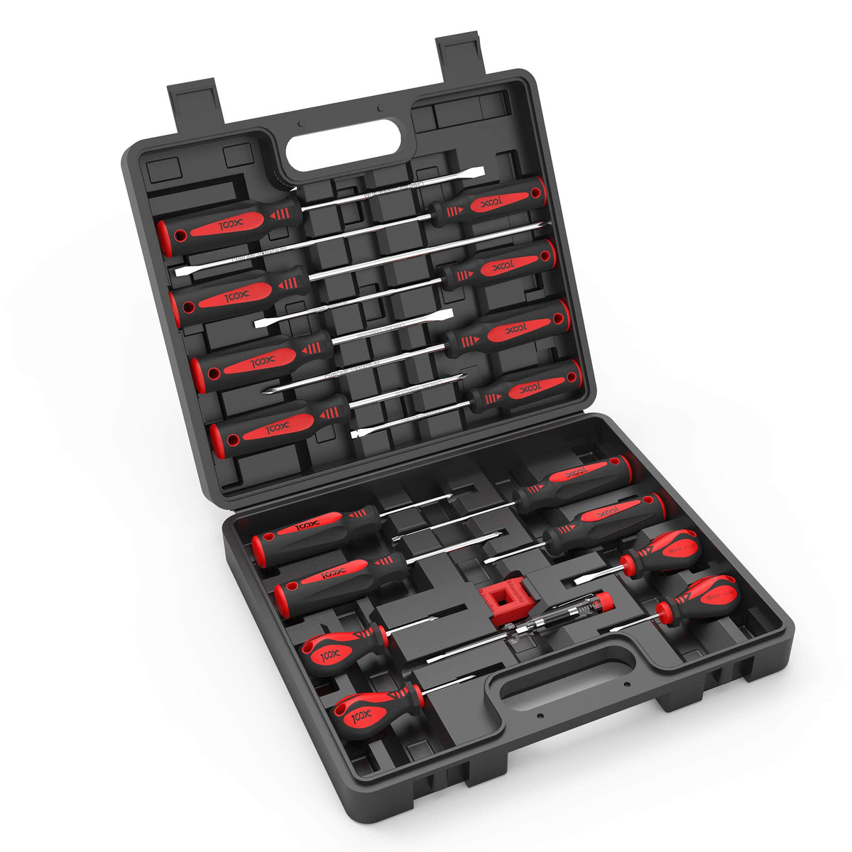 XOOL 18 PCS screwdriver set in a durable case for organized storage.