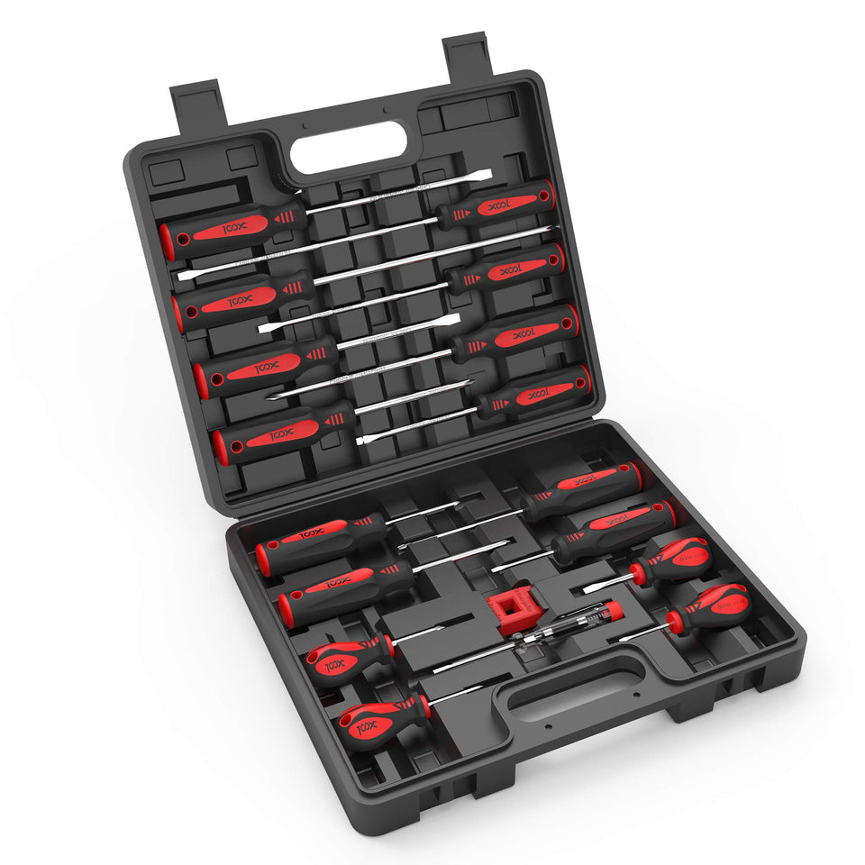 XOOL 18 PCS screwdriver set in a durable case for organized storage.
