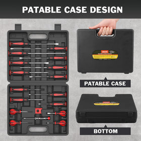 XOOL magnetic tips securely hold screws for precise placement.