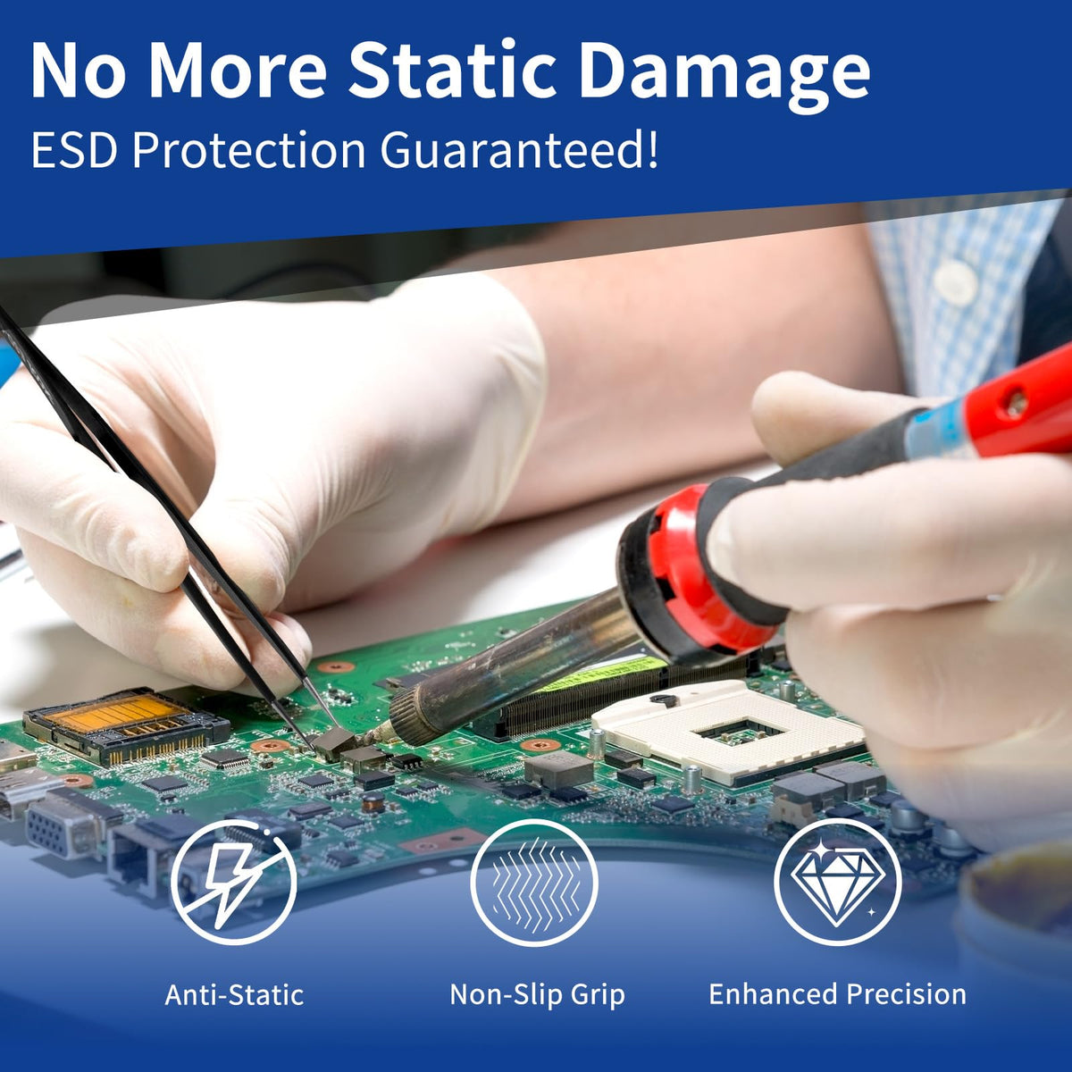 XOOL non-slip-grip-tweezers for precise handling and control.