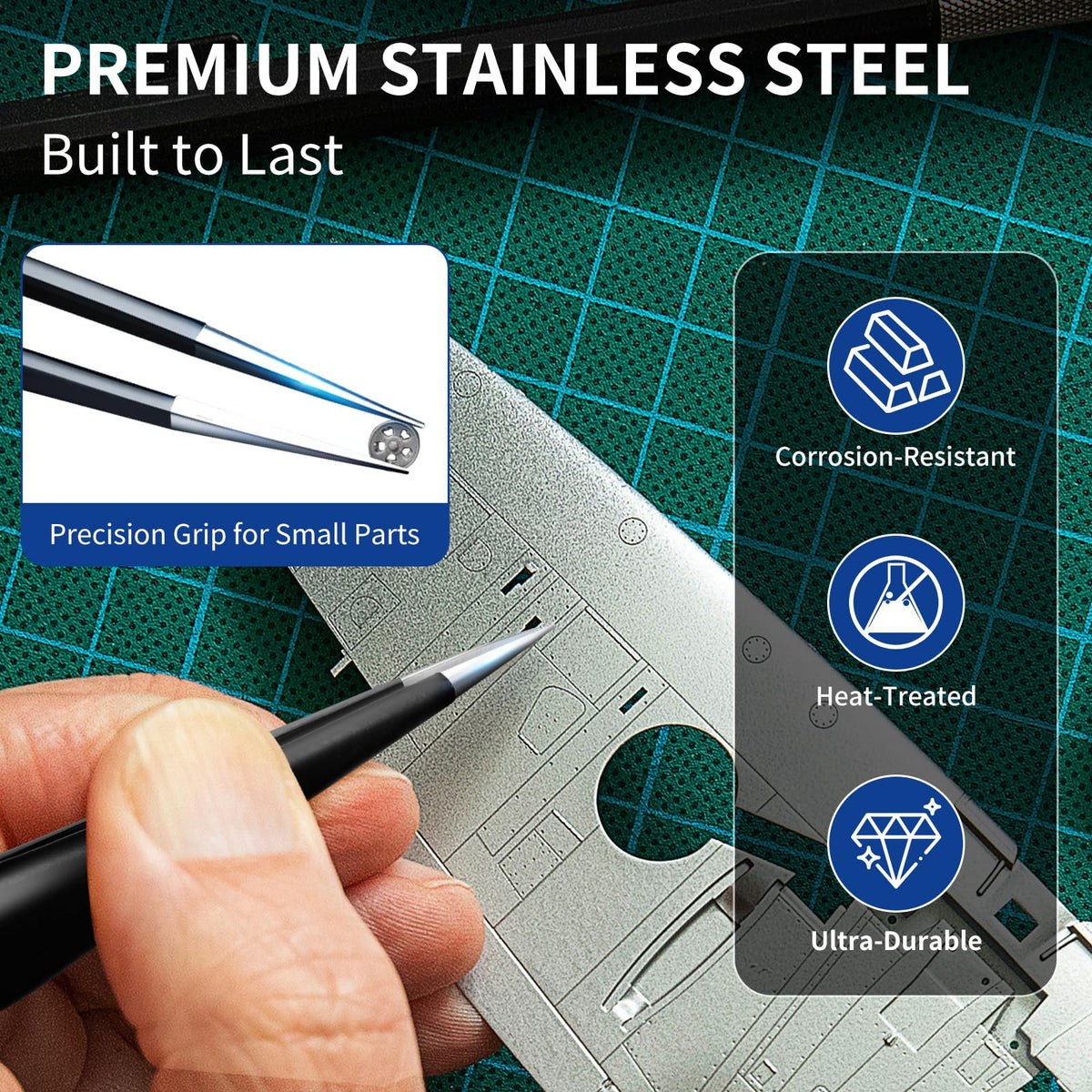 XOOL stainless-steel-tweezers built for durability and corrosion resistance.
