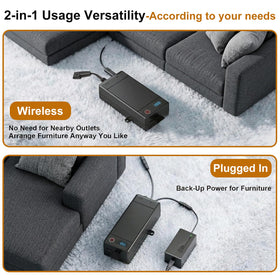 Xpopox power-outage backup battery keeps sofas powered and comfortable.