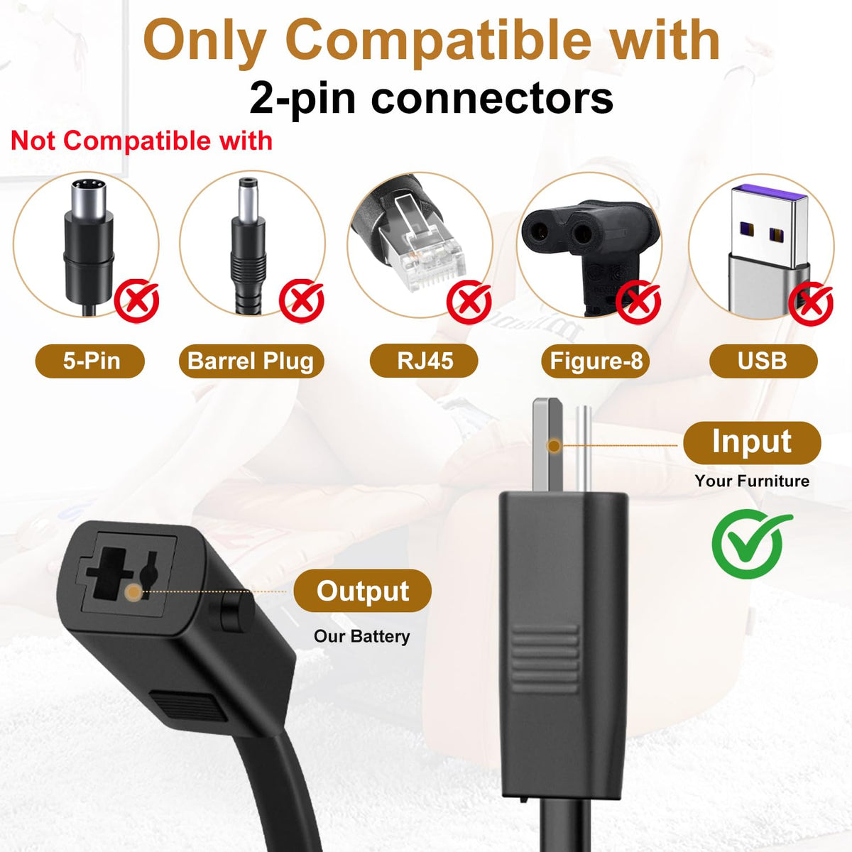 Xpopox recliner battery pack with charging indicator for timely recharges.