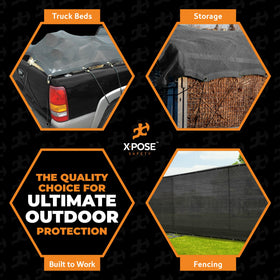 Xpose Safety tarp with brass grommets for secure tie-downs during transport