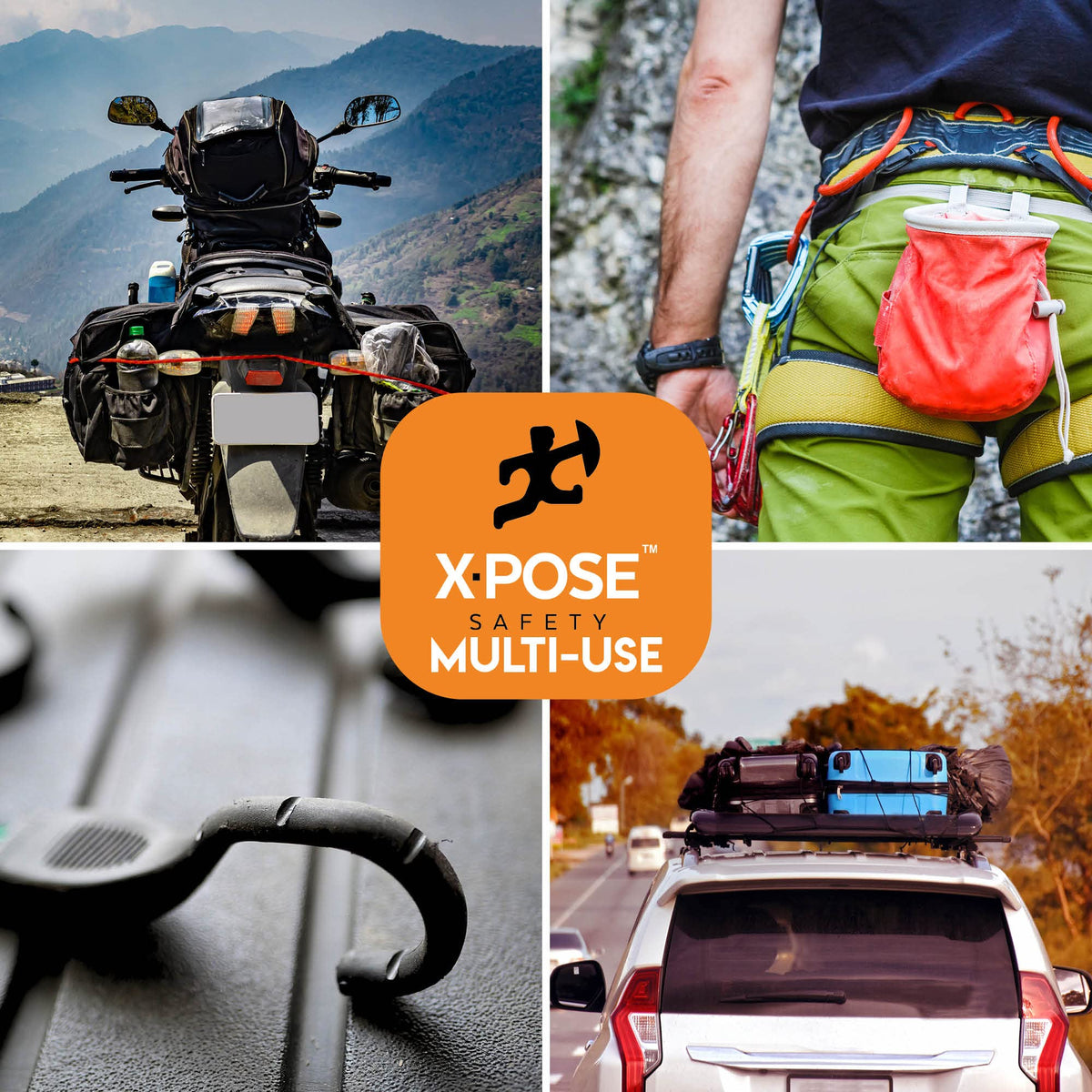 Xpose Safety bungee cords color-coded by length for quick size selection.