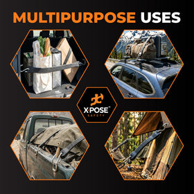 Xpose Safety bungee cords with non-crimped hooks stabilize loads during transit.
