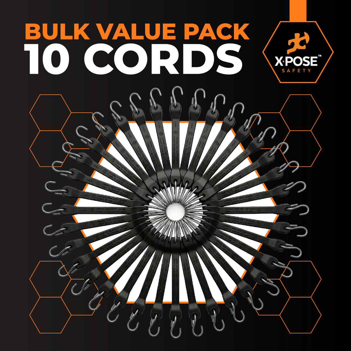 Xpose Safety bungee cords ideal for camping gear and home organization.
