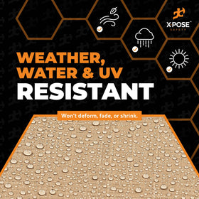 Waterproof tarp surface keeps contents dry during rain exposure.