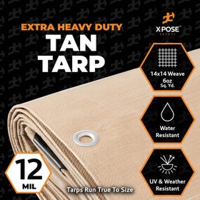 Xpose Safety tarp over machinery, resisting rain and dust.
