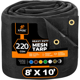 Xpose Safety 8x10 mesh tarp overall view highlighting durable construction.