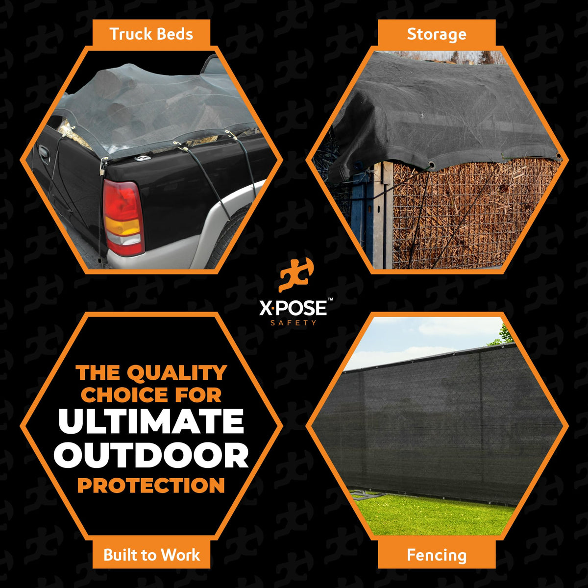 Xpose Safety mesh tarp offers shade and airflow for cooler, ventilated outdoor setups.