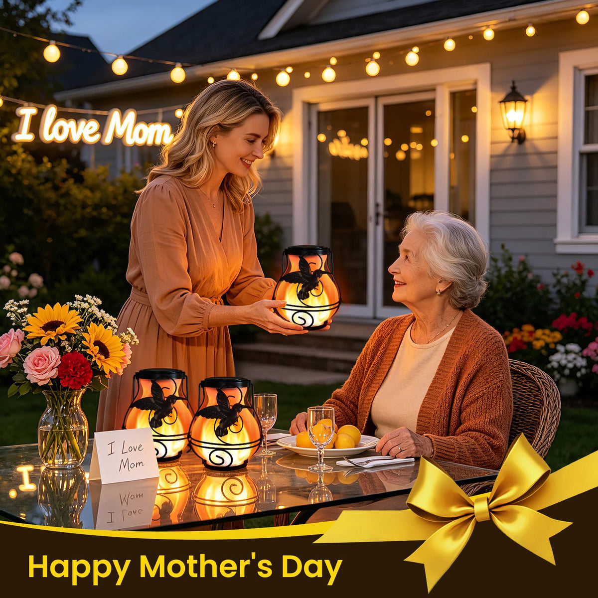 X-PREK hummingbird lantern flame highlights flickering amber glow for cozy nights.