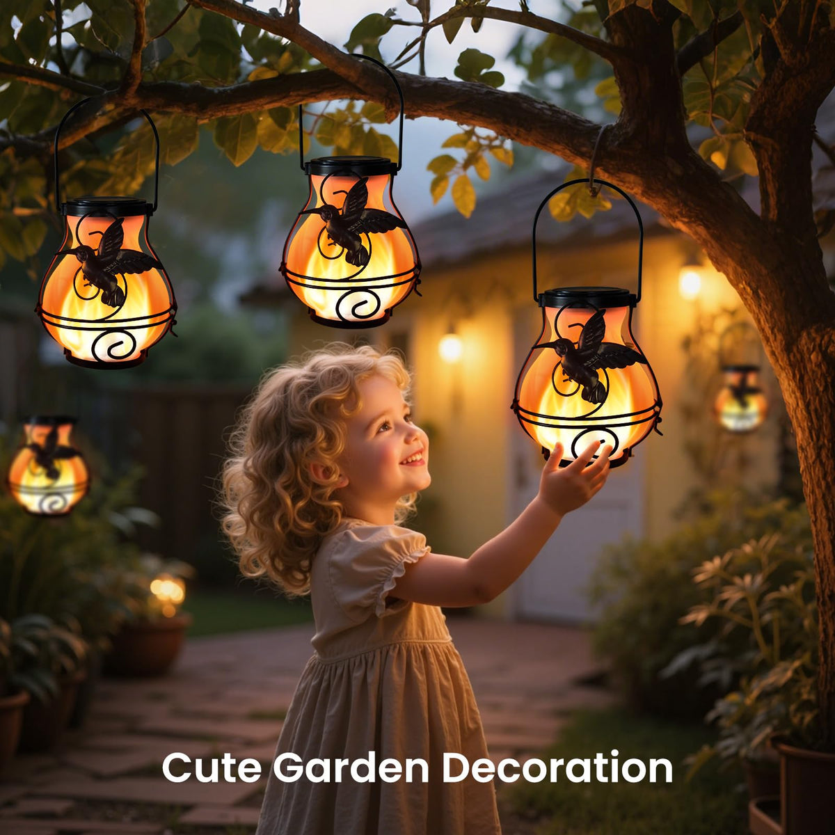 X-PREK warm amber flame creates cozy patio ambiance.