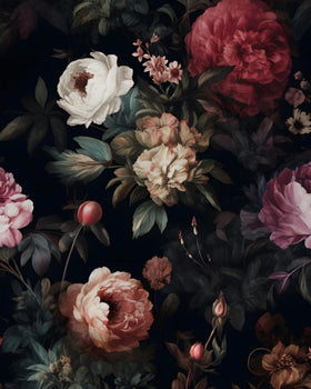 XRUIBZI dark floral wallpaper roll suitable for easy installation.