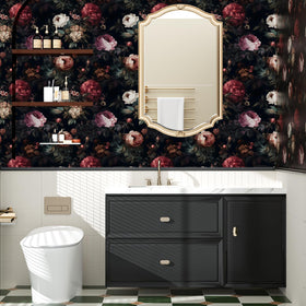 XRUIBZI dark floral wallpaper shows elegant pattern with simple maintenance.