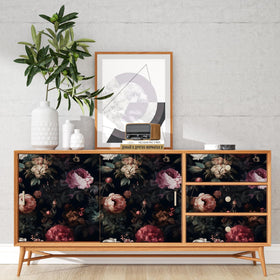 XRUIBZI pink goth flower pattern creates a dramatic wall focal point.
