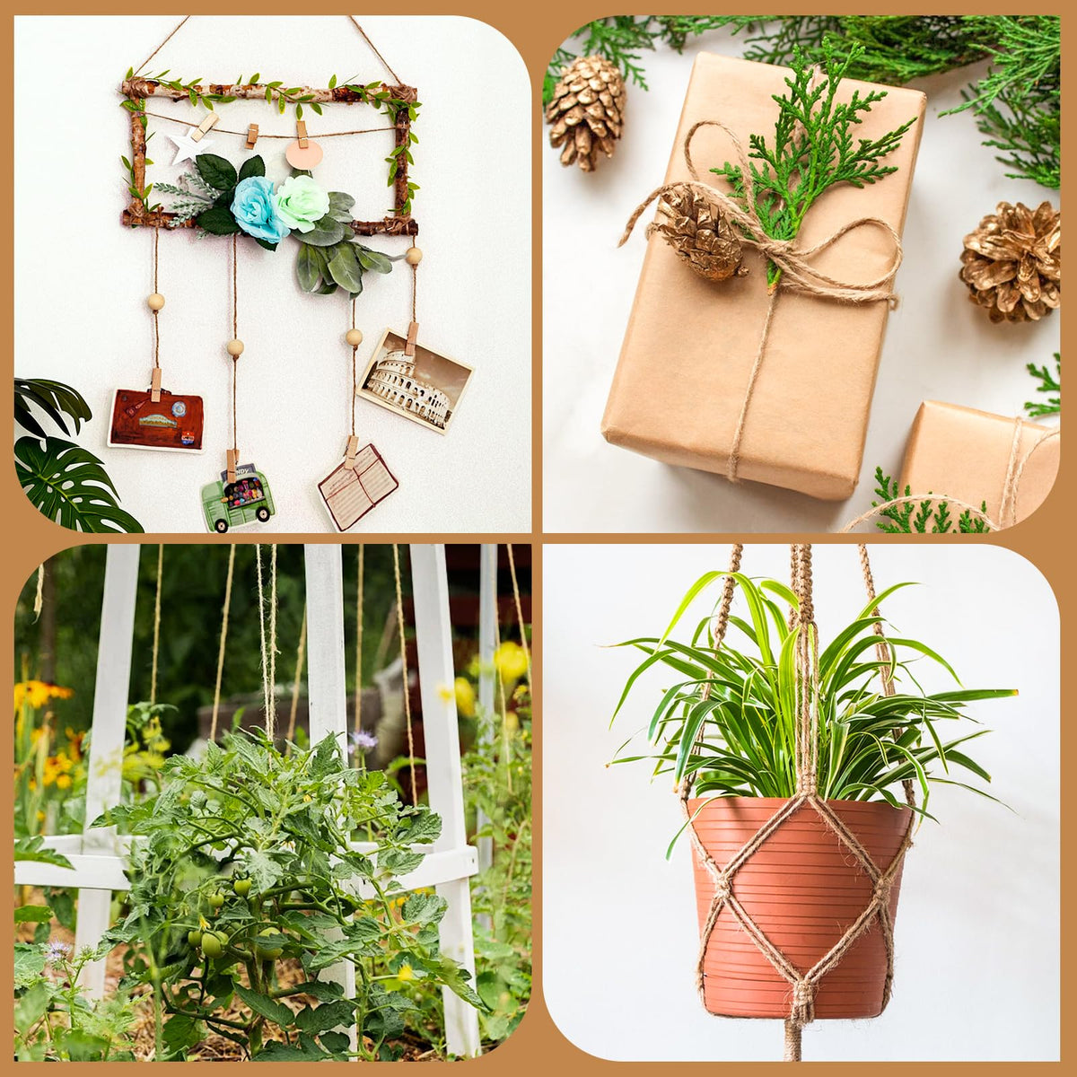 XSEINO jute twine gift-wrapping use emphasizes eco-friendly decor.