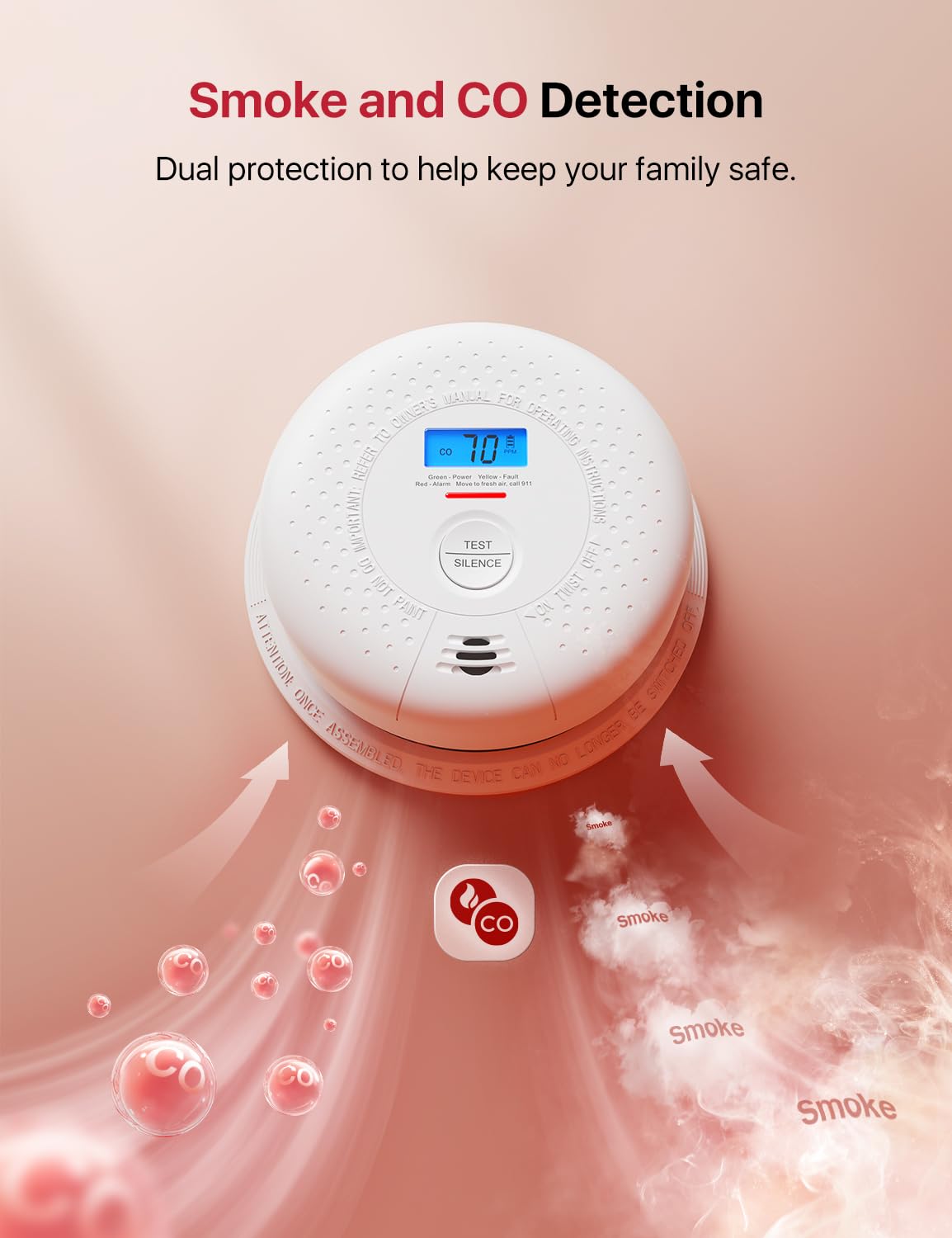 X-Sense SC01 smoke sensor detecting particles for alerts