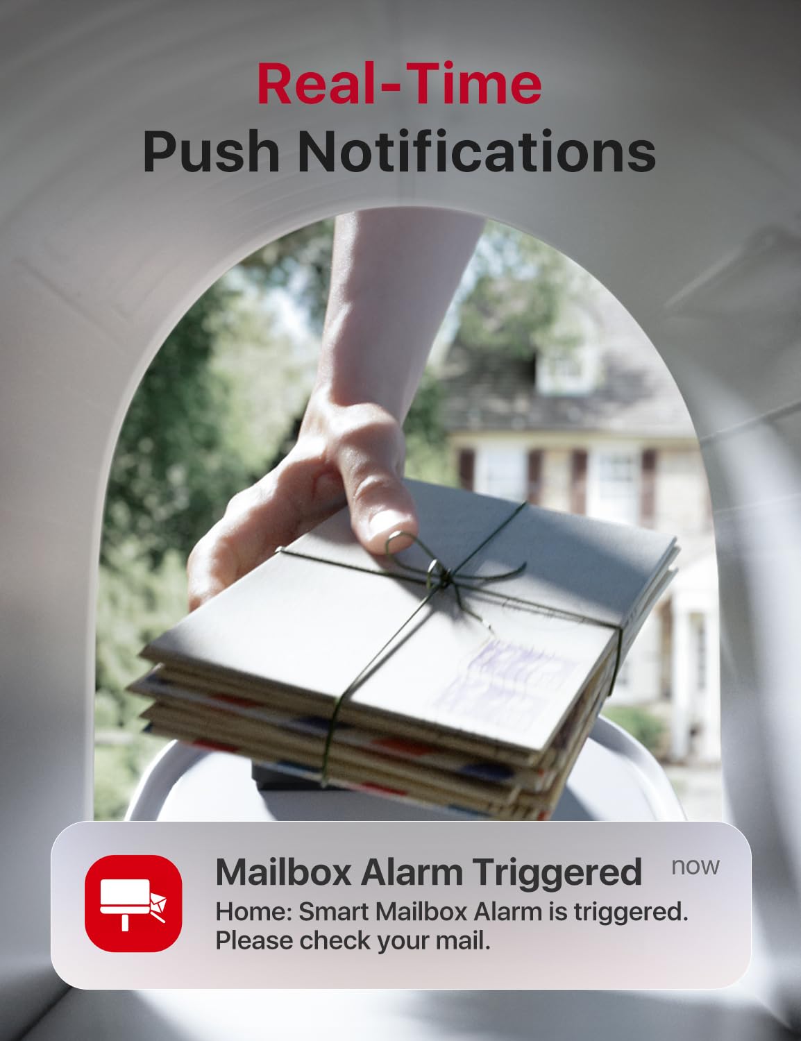 X-Sense Smart Mailbox Alarm installation setup showing easy tape mounting.