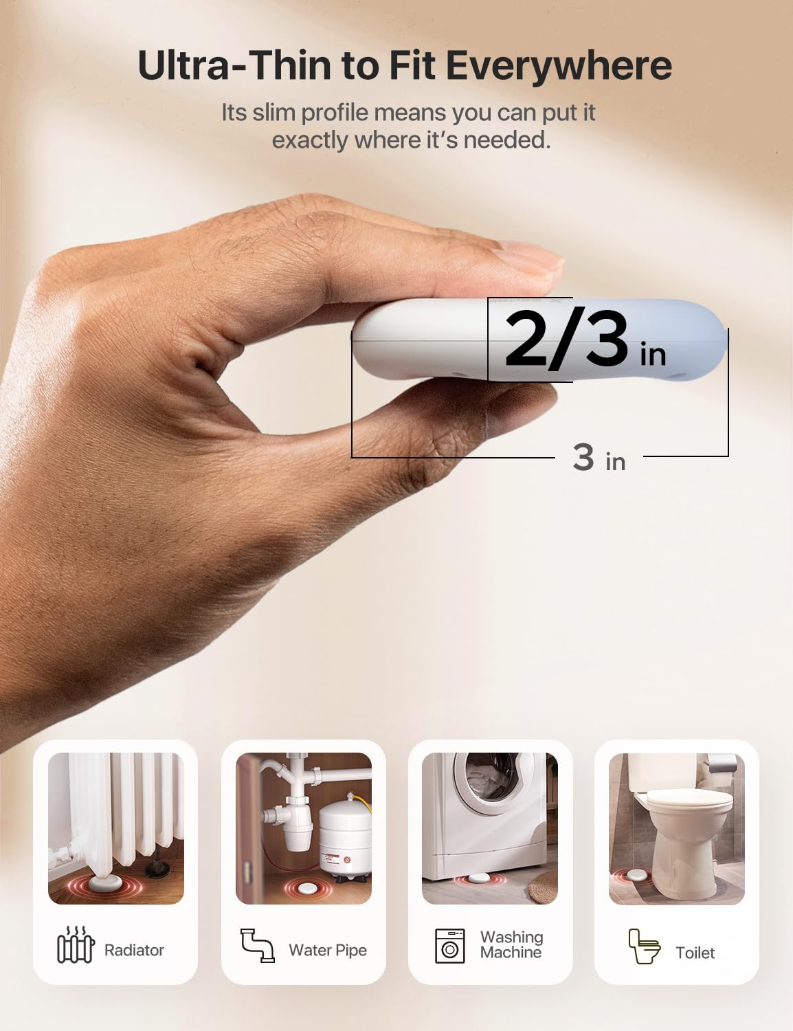 X-Sense device in a basement with IP67 protection against humidity.