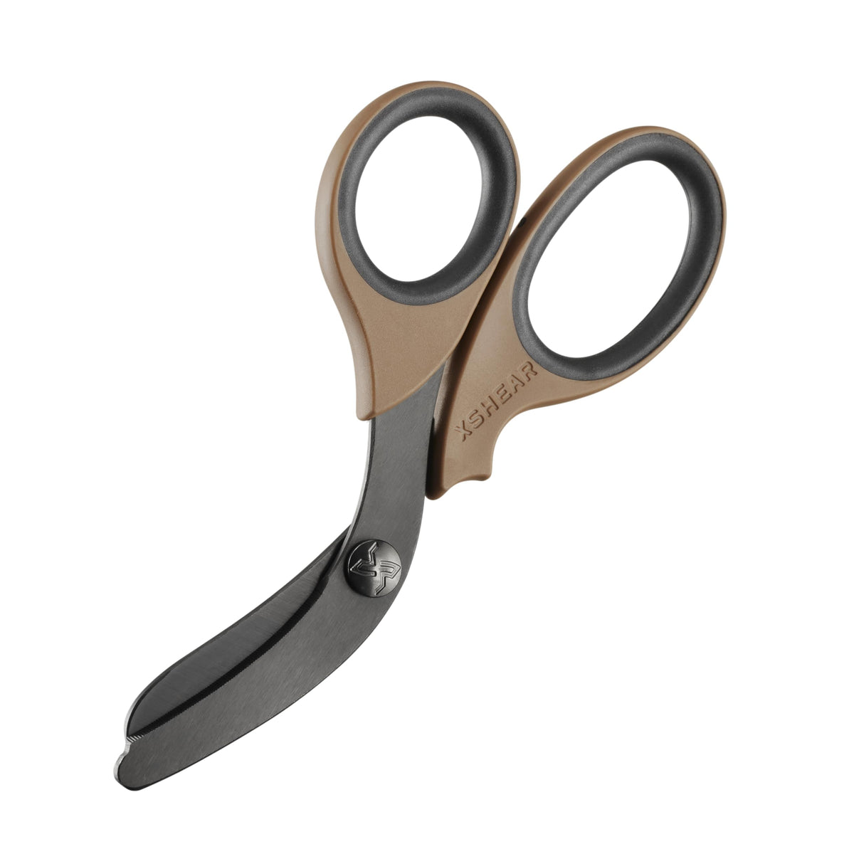 XShear 7.5-inch trauma shears with black titanium blades for fast, reliable emergency cutting.