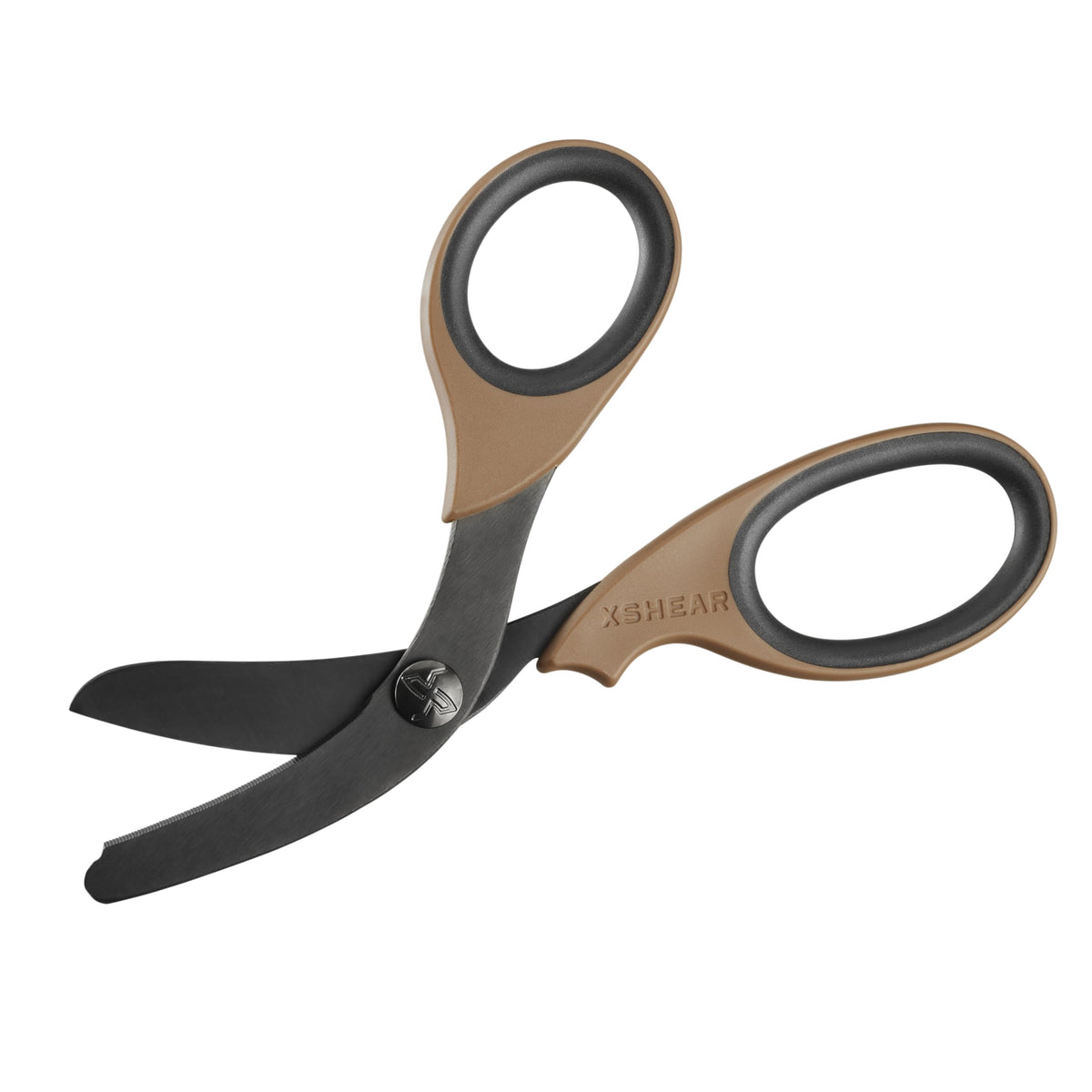 XShear with blunt tip and curved design reduces skin contact risk.