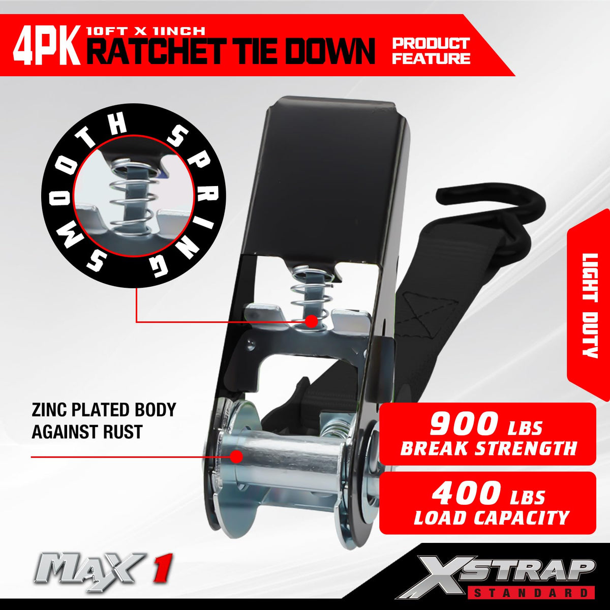 XSTRAP STANDARD 10ft webbing adjusts to fit large or small loads.