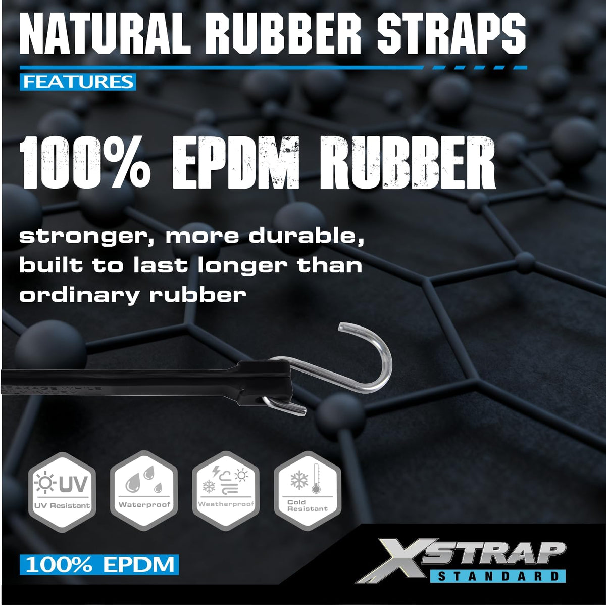 XSTRAP STANDARD weatherproof bungee cords for outdoor use in rain and snow