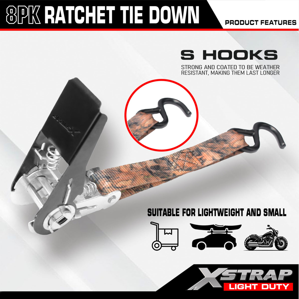 XSTRAP STANDARD camouflage2 eight-pack for bulky appliances and gear