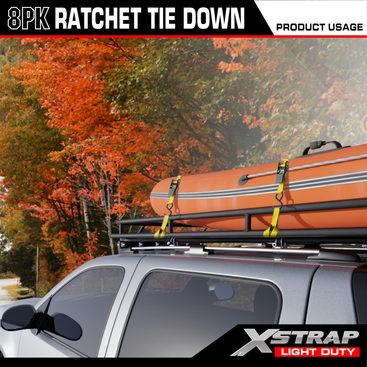 XSTRAP STANDARD straps securing a motorcycle or boat trailer load