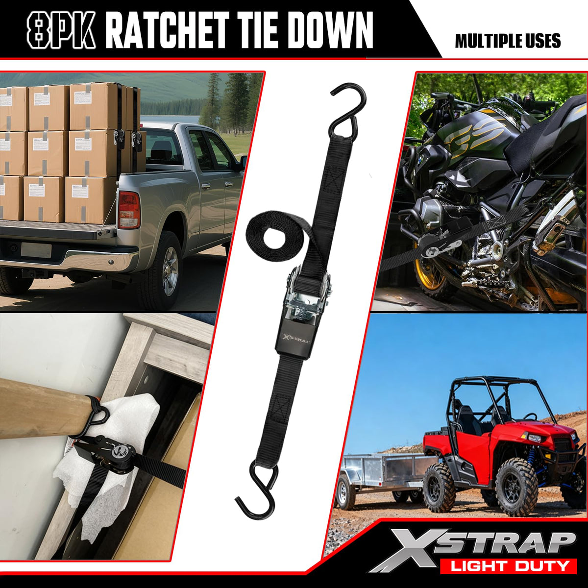 XSTRAP STANDARD easy-release ratchet for quick, secure tightening