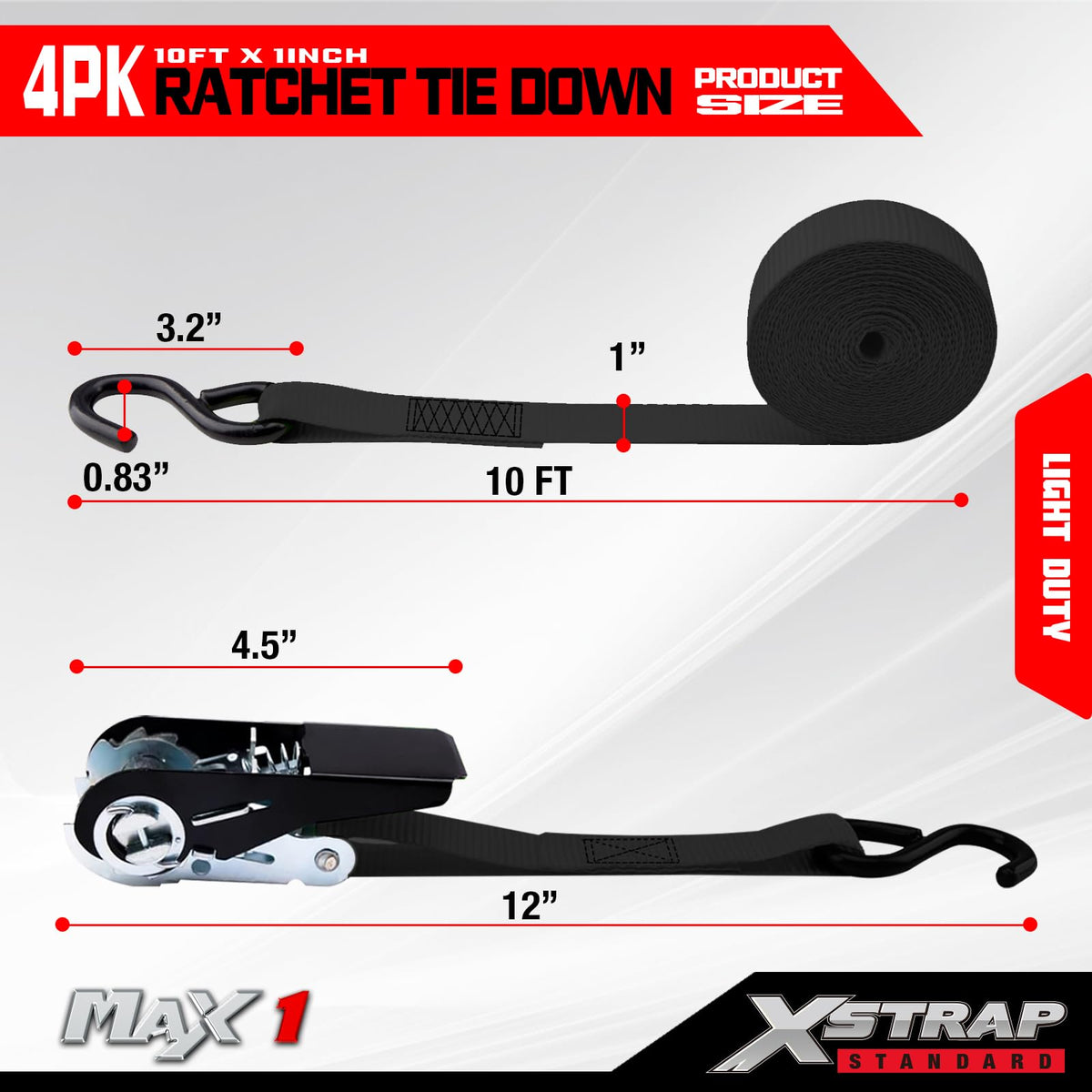 XSTRAP STANDARD ergonomic molded handles ensure a secure grip during tightening.
