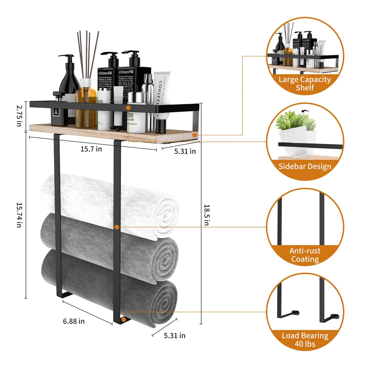 Xstydes towel rack enables flexible inward or outward installation