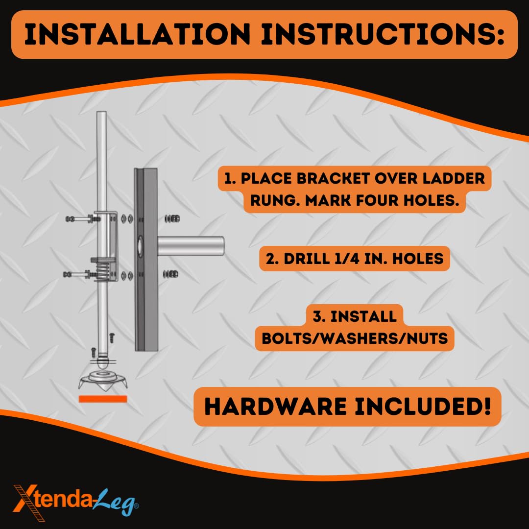 Xtenda-Leg Ladder Leveler Kraton rubber feet provide anti-slip grip