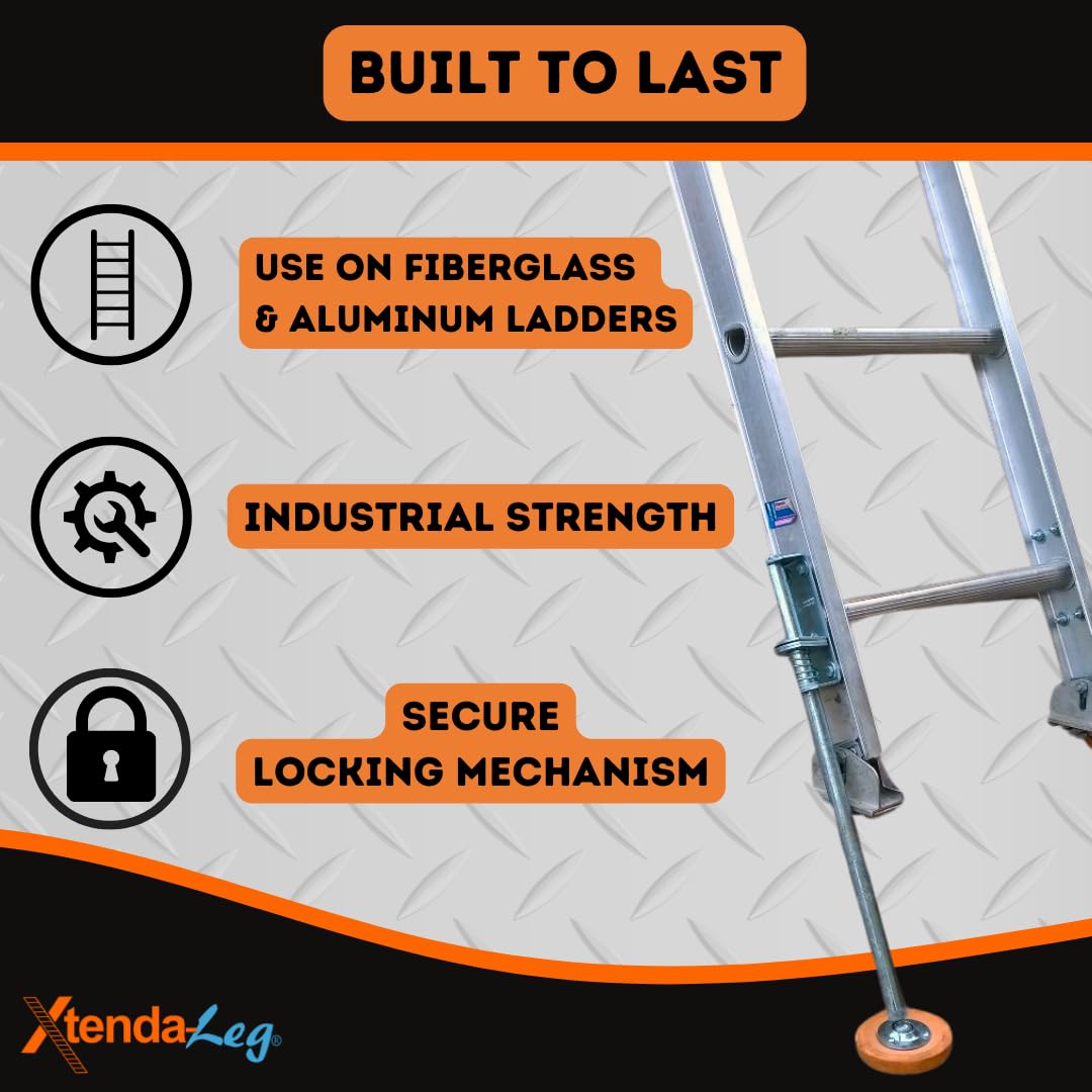 Xtenda-Leg Ladder Leveler extends ladder compatibility with extension ladders