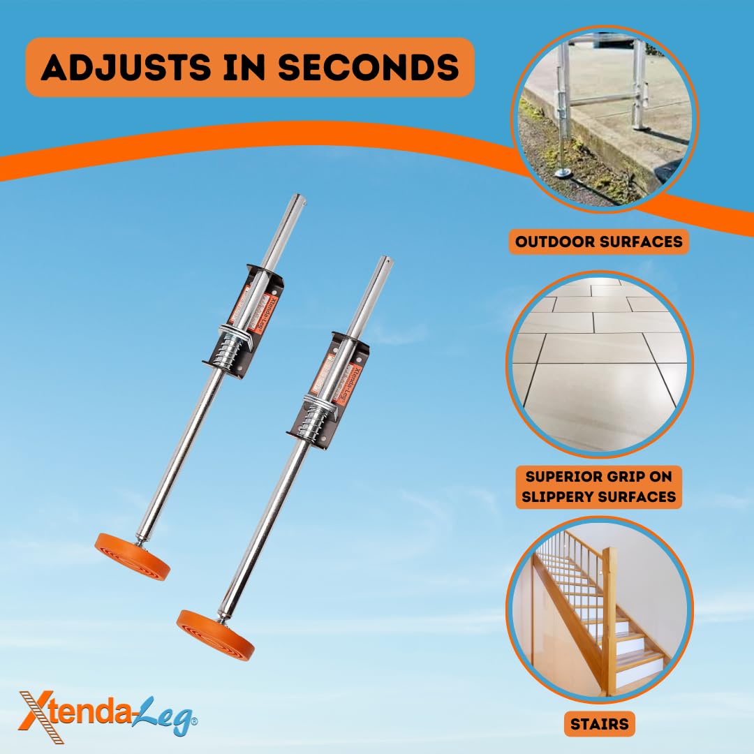 Xtenda-Leg Ladder Leveler creates a stable platform on uneven ground for safer work