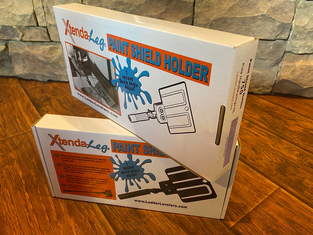 Xtenda-Leg Paint Shield Holder used during brush painting to reduce mess