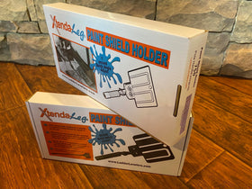 Xtenda-Leg Paint Shield Holder used during brush painting to reduce mess